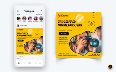 Modèle de conception de publication Instagram sur les médias sociaux pour les services photo et vidéo-17