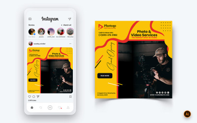 Modèle de conception de publication Instagram sur les médias sociaux pour les services photo et vidéo-18