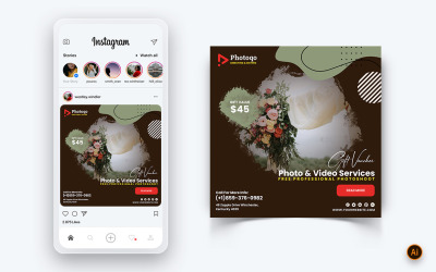 Modèle de conception de publication Instagram sur les médias sociaux pour les services photo et vidéo-19