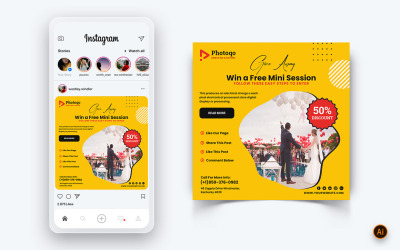 Modèle de conception de publication Instagram sur les médias sociaux pour les services photo et vidéo-21
