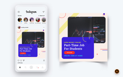 Modèle de conception de publication Instagram sur les revenus d&amp;#39;argent en ligne sur les médias sociaux-14