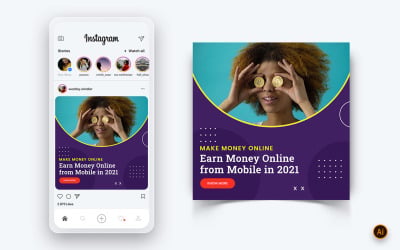 Modèle de conception de publication Instagram sur les revenus d&amp;#39;argent en ligne sur les médias sociaux-15