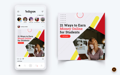 Modèle de conception de publication Instagram sur les revenus d&amp;#39;argent en ligne sur les médias sociaux-16