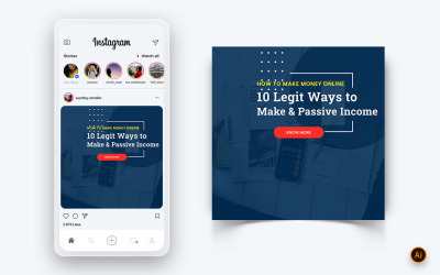 Modèle de conception de publication Instagram sur les revenus d&amp;#39;argent en ligne sur les médias sociaux-18