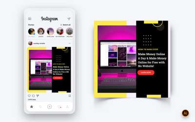 Modèle de conception de publication Instagram sur les revenus d&amp;#39;argent en ligne sur les médias sociaux-20