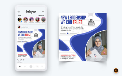 Политическая кампания в социальных сетях Instagram Post Design Template-13