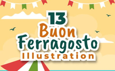13 Buon Ferragosto italský festival ilustrace