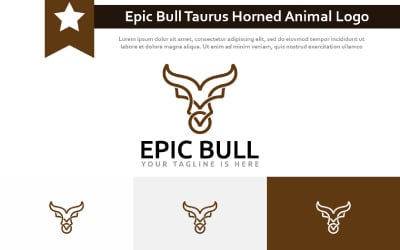 Episches Bull Taurus Head Gehörntes Tierlogo