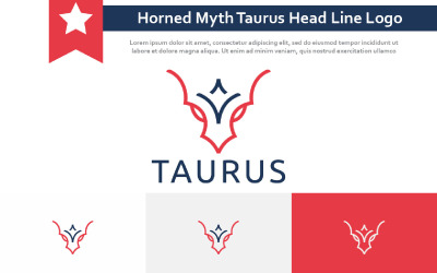 Gehoornde mythe Taurus hoofd abstracte lijnstijl logo