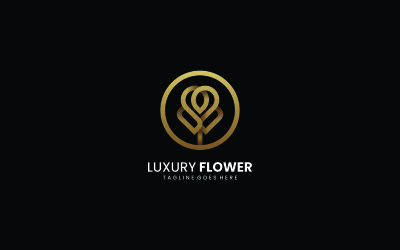 Logotipo de arte de linha de flores de luxo