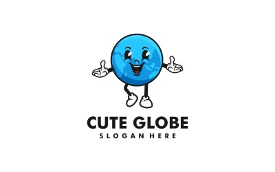 Niedliches Globus-Maskottchen-Cartoon-Logo