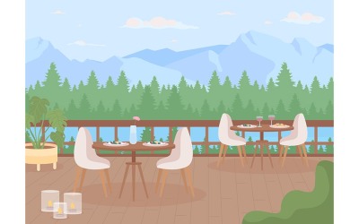 Restaurante na ilustração de resort de luxo nas montanhas