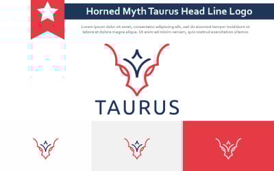 Rohatý mýtus Taurus Head Abstraktní Line Styl Logo