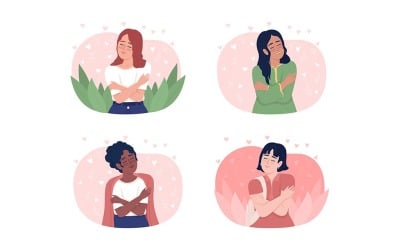 Love yourself illustrations set
