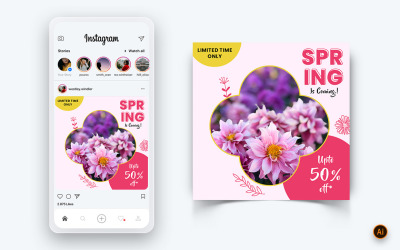 Modèle de conception de publication Instagram sur les médias sociaux de la saison printanière-14