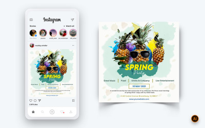 Modèle de conception de publication Instagram sur les médias sociaux de la saison printanière-23