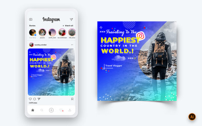 Modelo de design de postagem de Instagram de mídia social de viagem e turismo-20