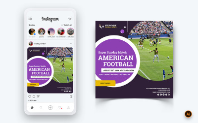 Спортивные турниры в социальных сетях Instagram Post Design Template-12