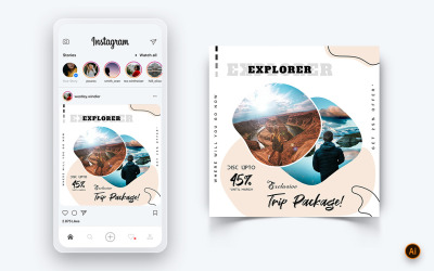 Travel Explorer e Tour Social Media Instagram Post Design Template-12