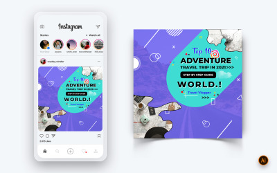 Travel Explorer e Tour Social Media Instagram Post Design Template-21