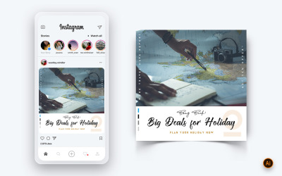 Travel Explorer och Tour Social Media Instagram Post Design Mall-10