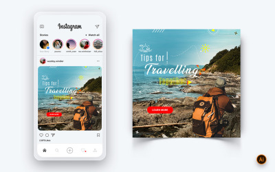 Travel Explorer och Tour Social Media Instagram Post Design Mall-16