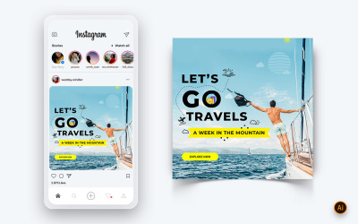 Travel Explorer och Tour Social Media Instagram Post Design Mall-17