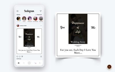 Bröllopsinbjudan Social Media Instagram Post Design Mall-10