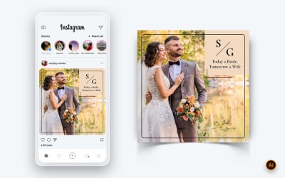 Düğün Davetiyesi Sosyal Medya Instagram Post Tasarım Şablonu-01