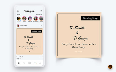 Modèle de conception de publication Instagram pour les médias sociaux d&amp;#39;invitation de mariage-09