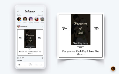 Modèle de conception de publication Instagram pour les médias sociaux d&amp;#39;invitation de mariage-10