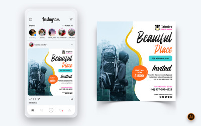 Modèle de conception de publication Instagram sur les médias sociaux de voyage et de voyage-02