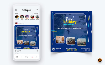 Modèle de conception de publication Instagram sur les médias sociaux de voyage et de voyage-12
