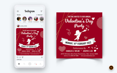 Modèle de conception de publication Instagram sur les médias sociaux pour la fête de la Saint-Valentin-09
