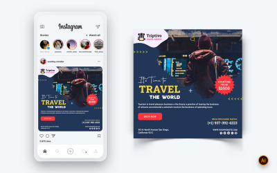 Modello di progettazione di post di Instagram per i social media di viaggio e di viaggio-08