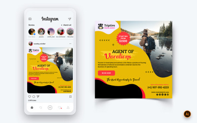 Modello di progettazione di post di Instagram per i social media di viaggio e di viaggio-18