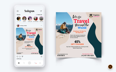 Modello di progettazione di post di Instagram per i social media di viaggio e di viaggio-19
