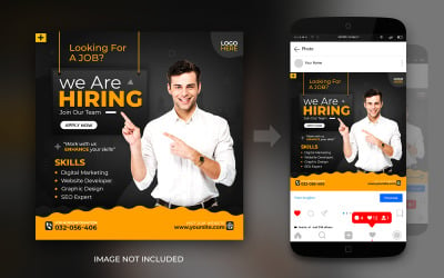 Мы нанимаем вакансию Социальные сети Instagram и шаблон дизайна рекламного поста в Facebook