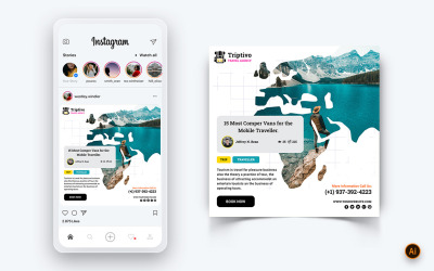Resa och resor Sociala medier Instagram Postdesignmall-15