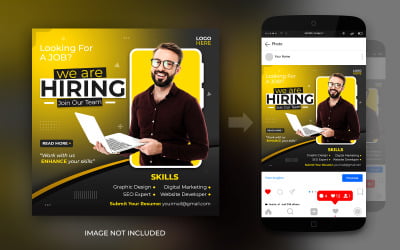 We Are Hiring Job Position Social Media Instagram And Facebook Post Design Template