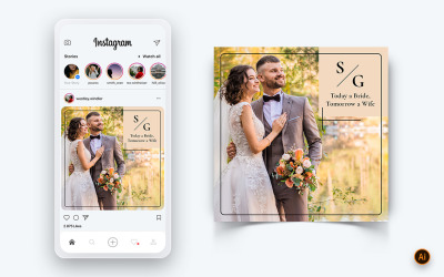 Zaproszenie ślubne Social Media Instagram Post Design Template-01
