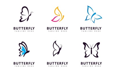 Butterfly Vektorové Logo šablona. Značka kosmetického salonu V12