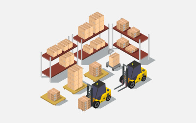 Isometric warehouse illustrated in vector on a white background