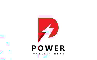 P 电源矢量标志模板。 P 字母与电源标志 V4