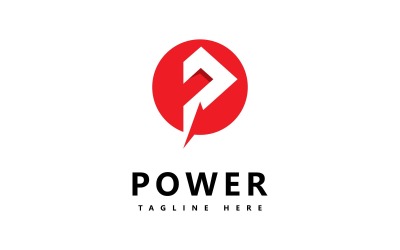 P Power Vector Logo sjabloon. P-brief met krachtteken V8