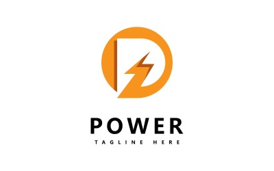 P Power Vector Logo Template. P Letter With Power Sign V7