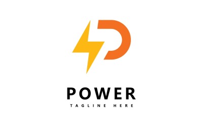 Plantilla de logotipo vectorial de potencia P. Letra P con signo de poder V1