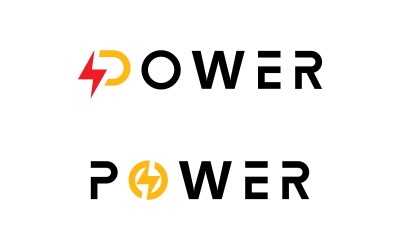Plantilla de logotipo vectorial de potencia P. Letra P con signo de poder V2