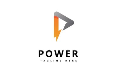Шаблон логотипа P Power Vector. Буква P со знаком силы V5