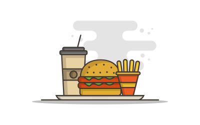 Chips et sandwich illustrés en vecteur sur fond blanc